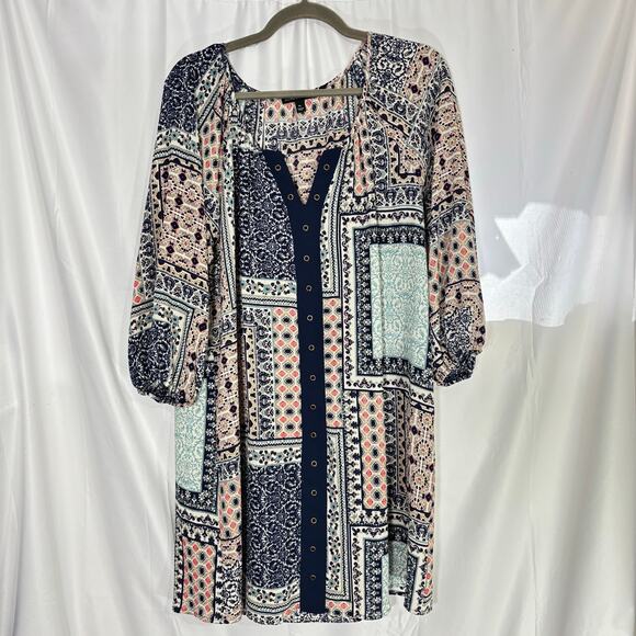 Signature Studio Boho Patchwork Floral Dress XL Country Chic Style - Picture 3 of 6